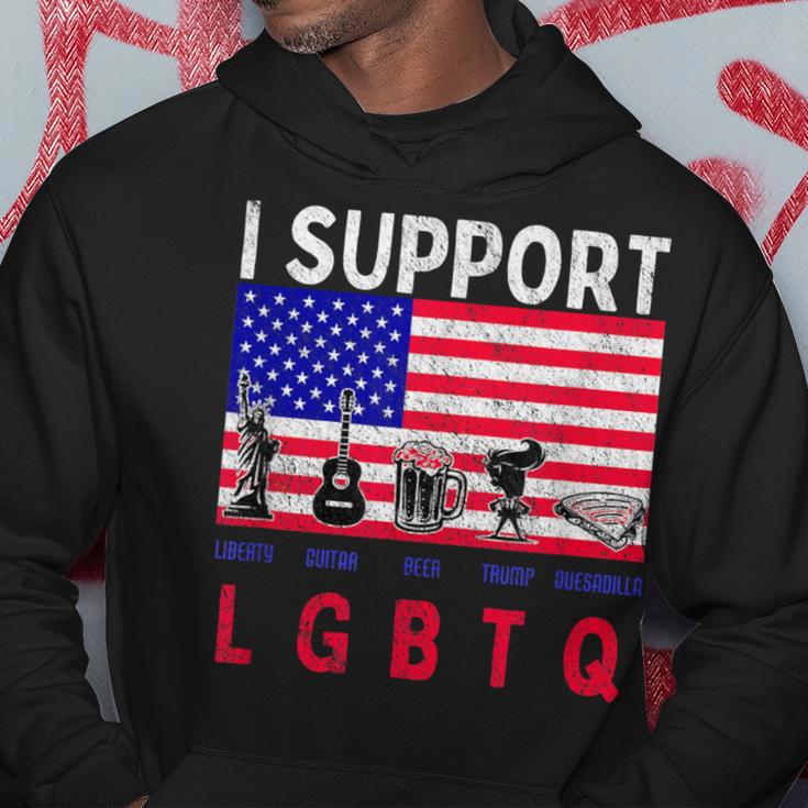 Support Lgbtq Liberty Guitar Beer Trump And Quesadilla Hoodie Unique Gifts