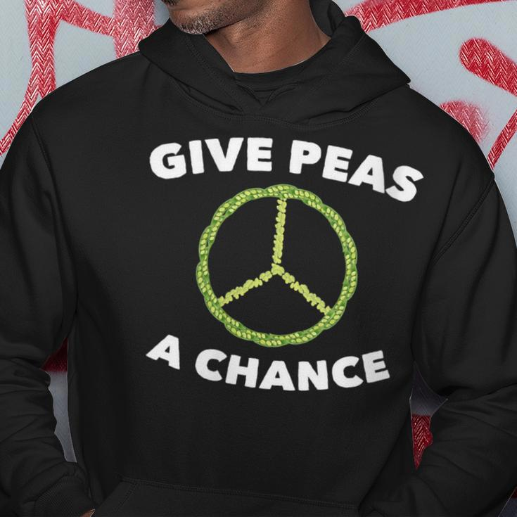 Give Peas A Chance Pun Vegan Vegetarian Hoodie Unique Gifts