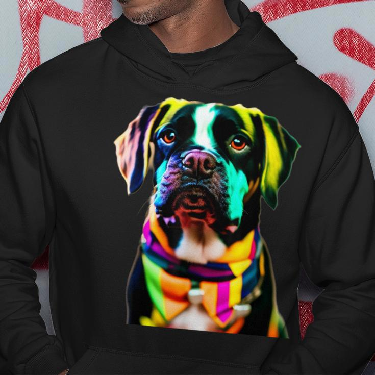 Glow In Style Black Dog Elegance With Colorful Flair Bright Hoodie Unique Gifts