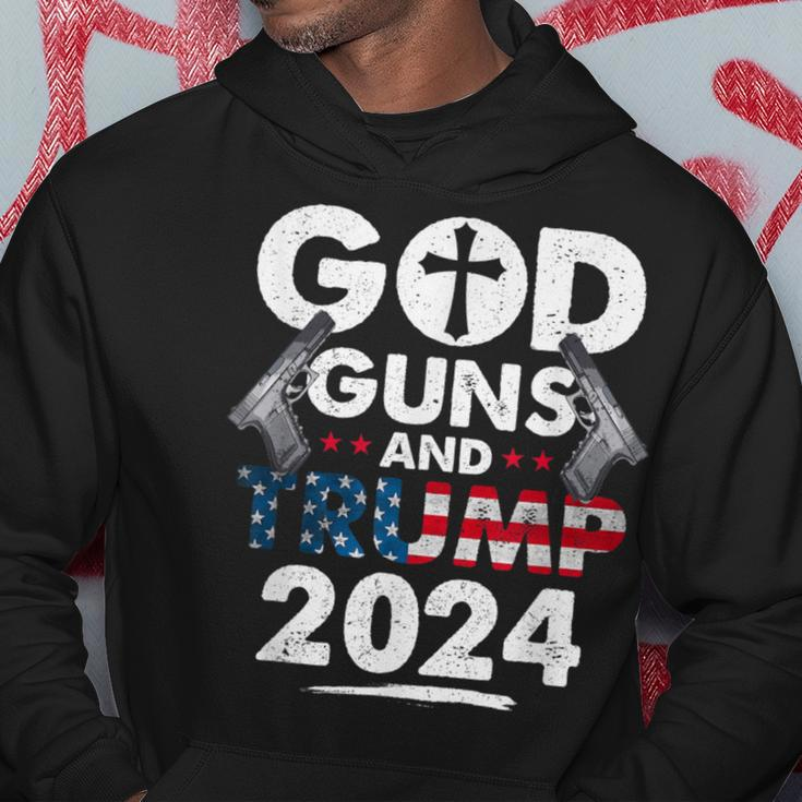 God Guns And Trump 2024 Usa American Flag Hoodie Unique Gifts