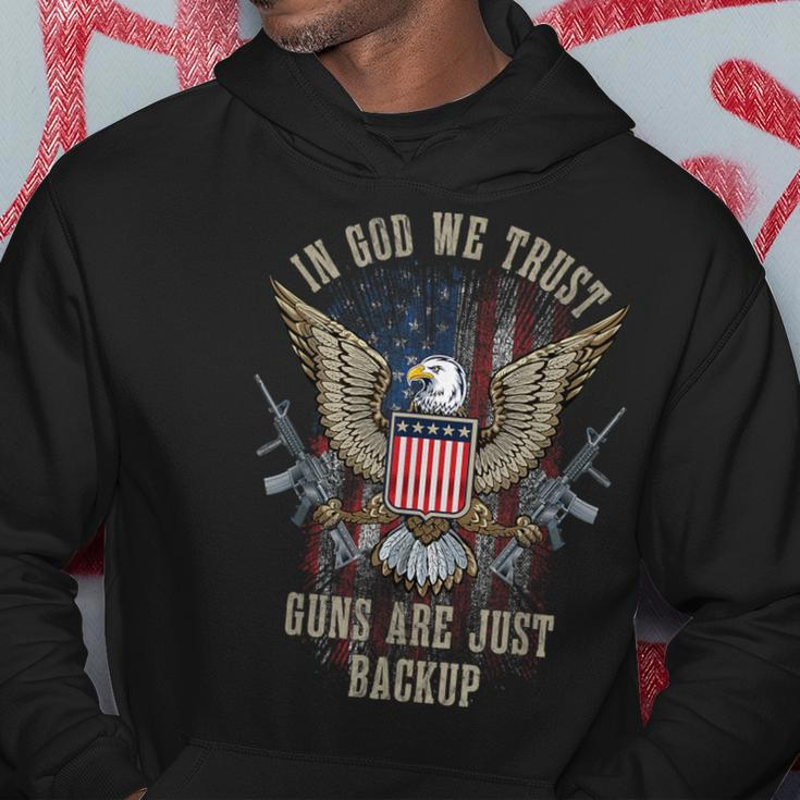 In God We Trust Guns Are Just Backup American Flag Hoodie Personalized Gifts