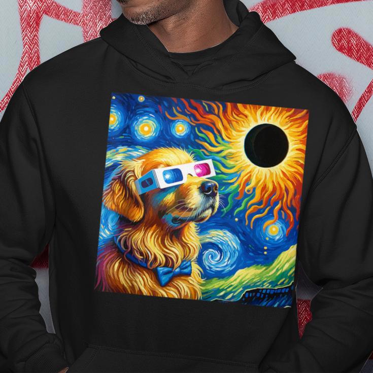 Golden Retriever Solar Eclipse 2024 Van Gogh Starry Night Hoodie Unique Gifts