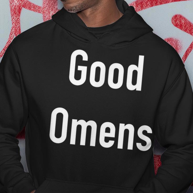 Good Omens Schwarz Hoodie mit Weißer Schrift Unisex, Engel & Dämon Design Lustige Geschenke