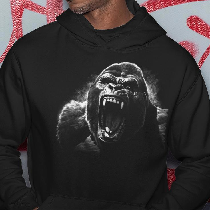 Gorilla Face Angry Growling Scary Silverback Gorilla Hoodie Unique Gifts