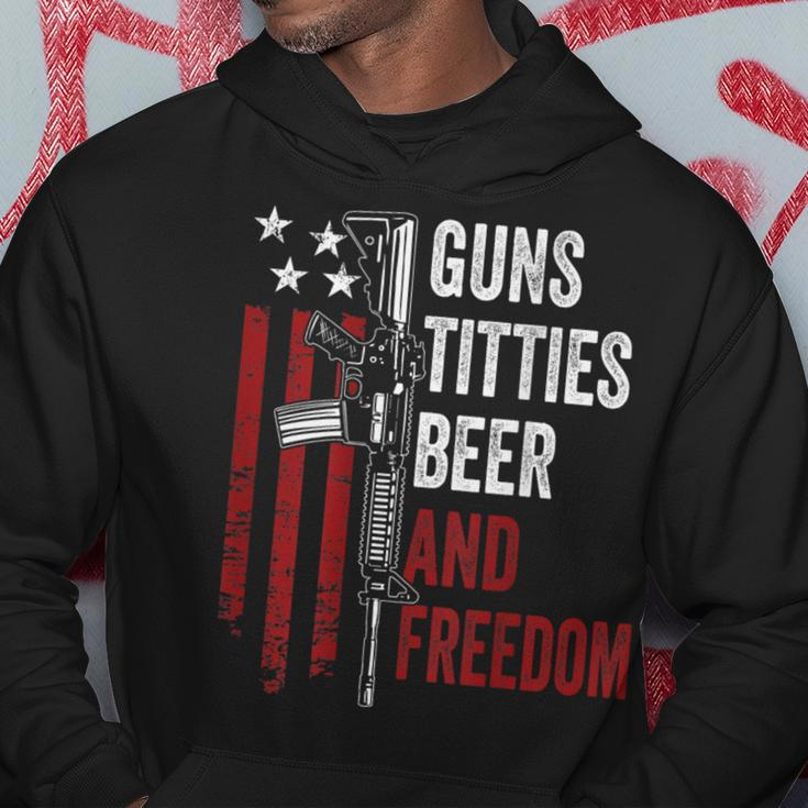 Guns Titties Beer & Freedom Guns Drinking On Back Hoodie Unique Gifts