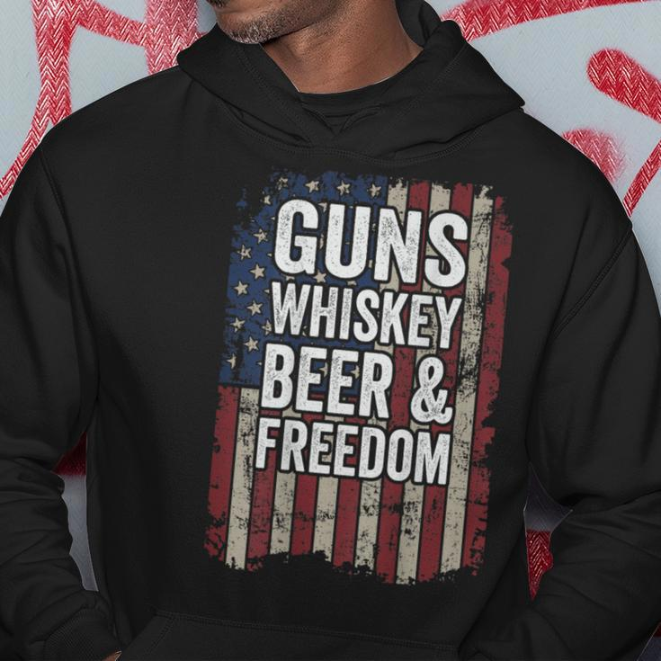 Guns Whisky Beer And Freedom Pro Gun Usa On Back Hoodie Unique Gifts