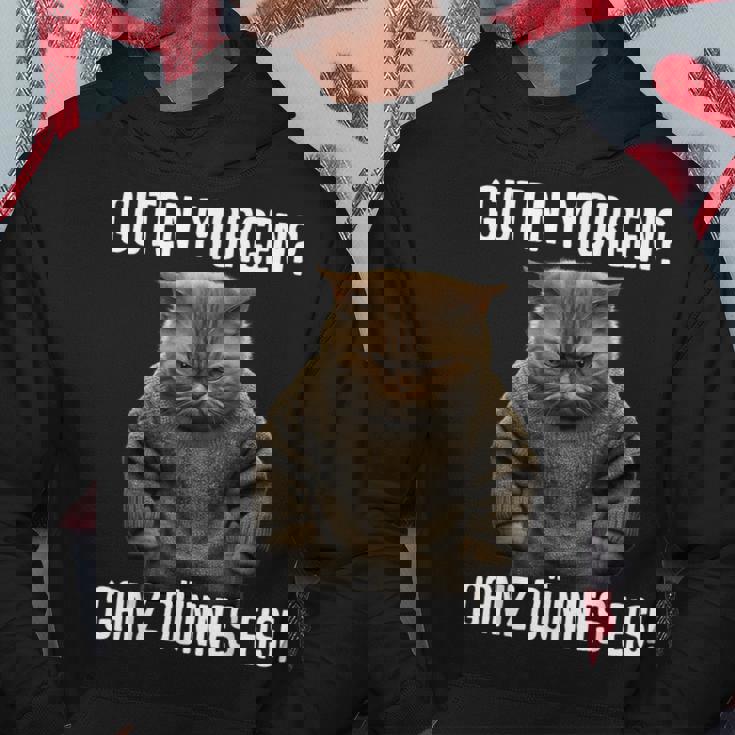 Guten Morgen Ganz Dünnes Eis- Morgenmuffel Cat Black Hoodie Lustige Geschenke