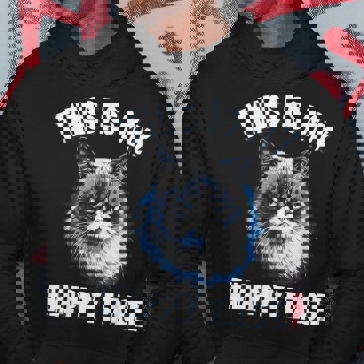 This Is My Happy Face Cat With Grumpy Face Cat Lover Hoodie Unique Gifts