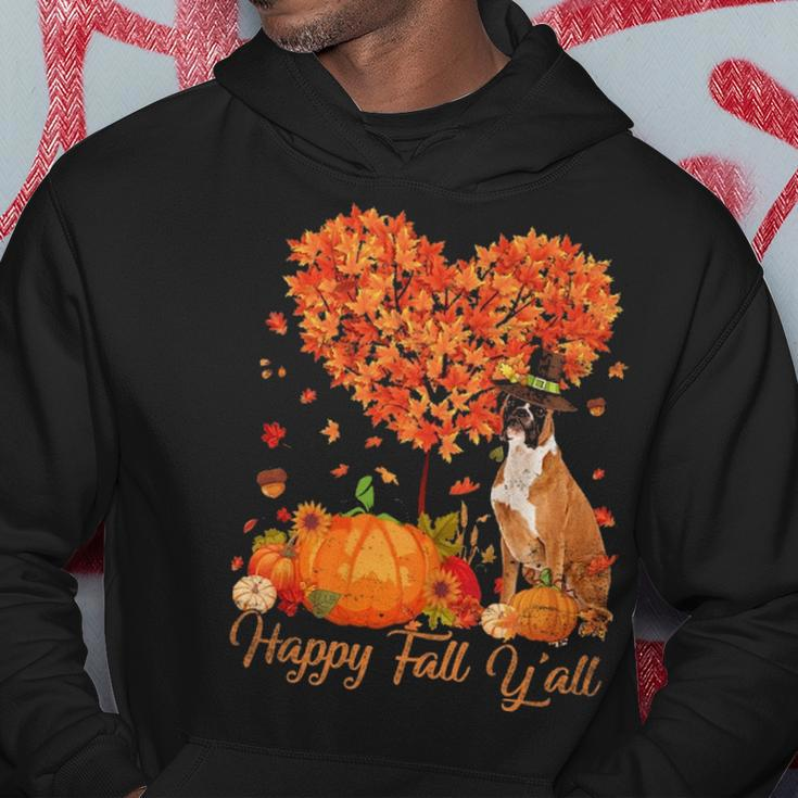 Happy Fall Y'all Boxer Dog Pumpkin Thanksgiving Hoodie Unique Gifts