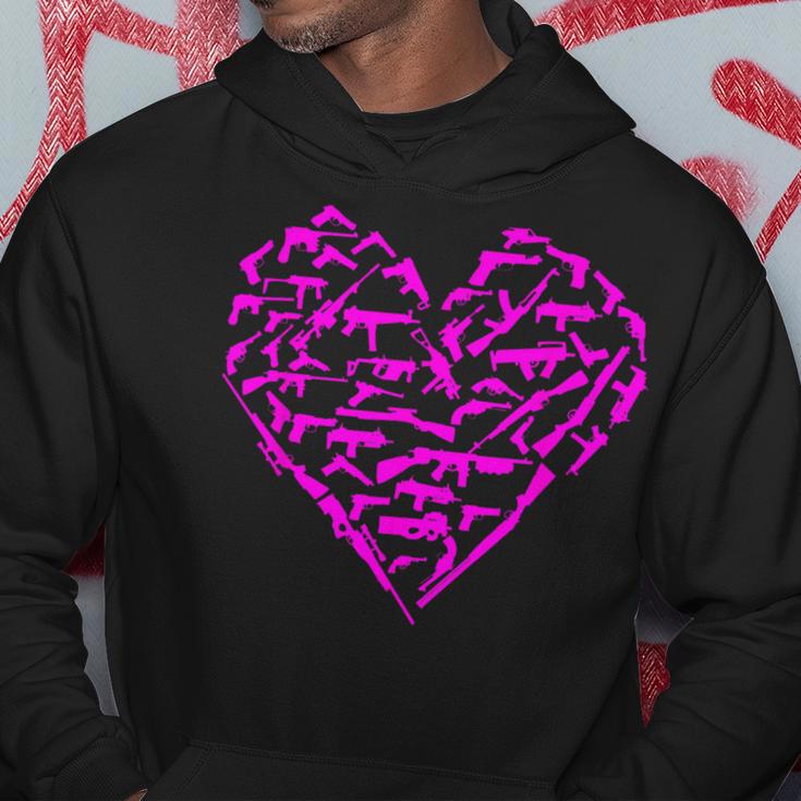 Heart Gun Love Guns Pro Guns Valentine's Day Firearms Hoodie Unique Gifts