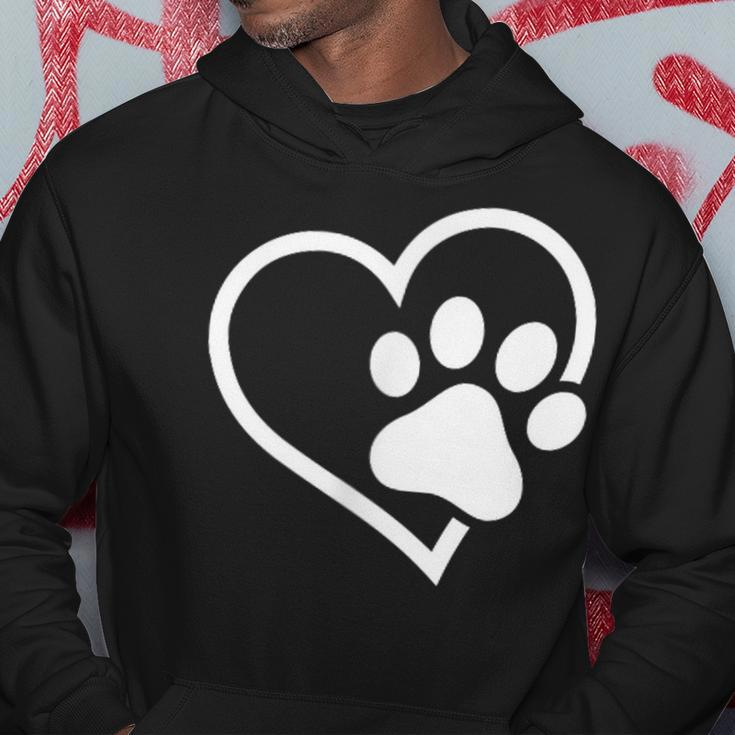 Heart With Paw For Cat Or Dog Lovers Hoodie Funny Gifts