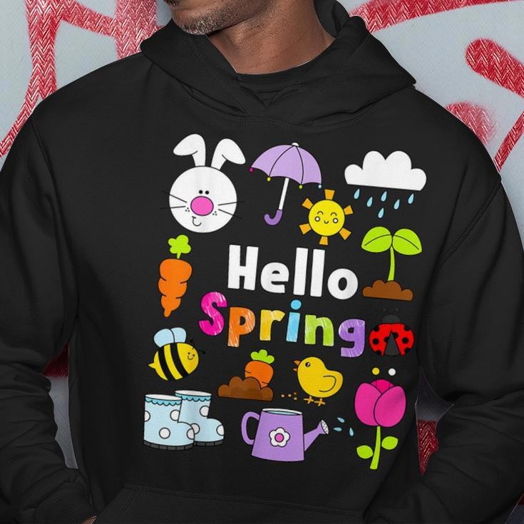 Hello Spring And Easter Day 2024 Bunny Hello Spring Toddler Hoodie Funny Gifts
