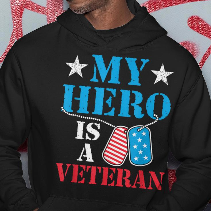 My Hero Is A Veteran Veteran's Day Family Dad Grandpa Hoodie Funny Gifts