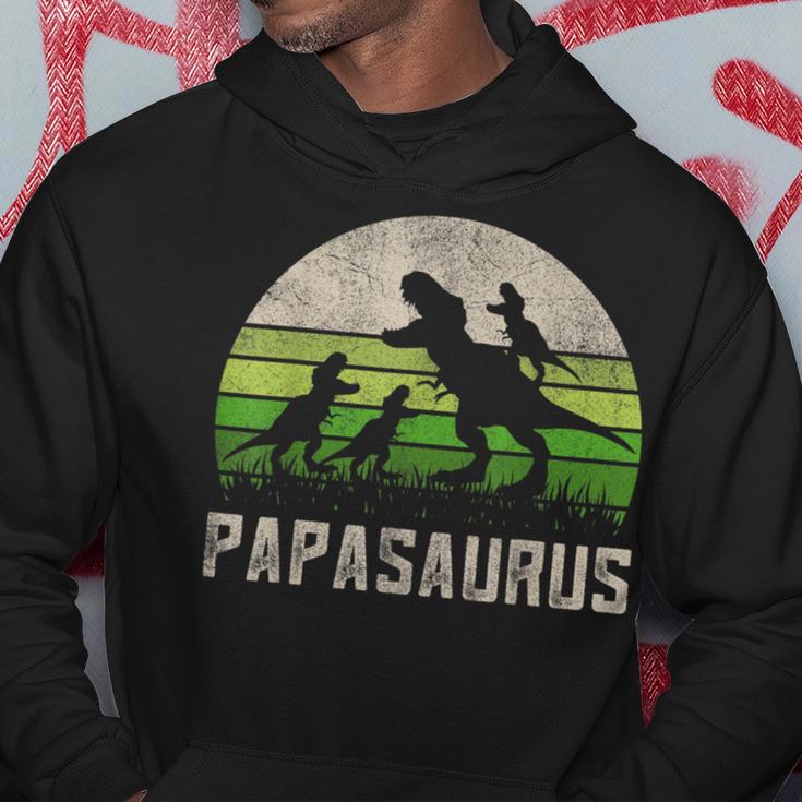 Herren 3 Kinder Saurier Papa T-Stück Spaßatertag Dinosaurierati Kapuzenpullover Lustige Geschenke