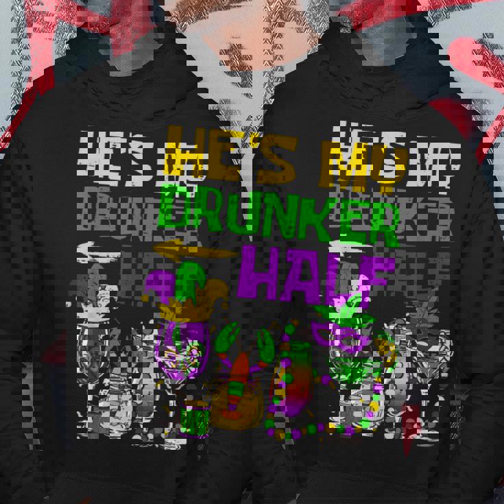 He's My Drunker Half Mardi Gras Matching Couple Boyfriend Hoodie Personalized Gifts