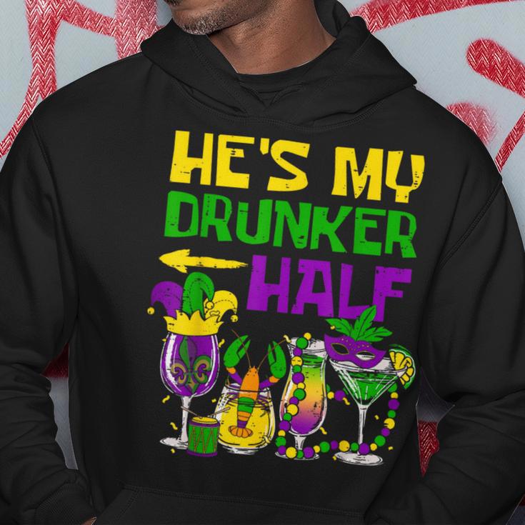 He's My Drunker Half Mardi Gras Matching Couple Boyfriend Hoodie Personalized Gifts