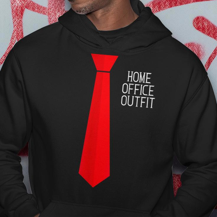 Home Office Outfit Red Tie Telecommute Working From Home Hoodie Unique Gifts
