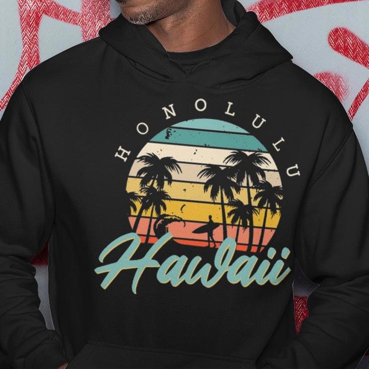 Honolulu Hawaii Surfing Oahu Island Aloha Sunset Palm Trees Hoodie Unique Gifts