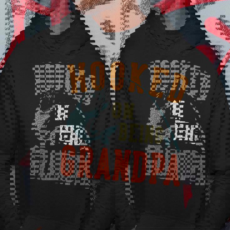 Hooked On Being Grandpa Father's Day Fishing Grandpa Hoodie Personalized Gifts