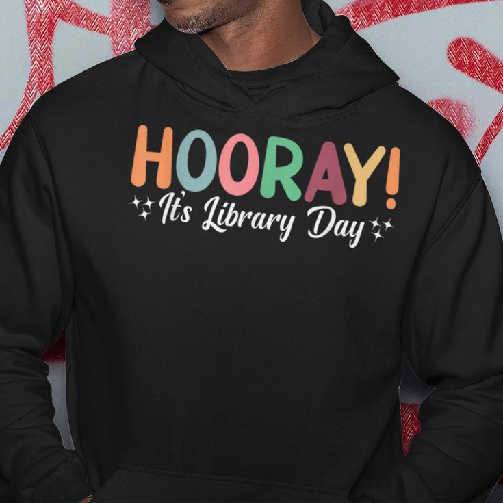Hooray It's Library Day Reader Books Lover Groovy Hoodie Unique Gifts