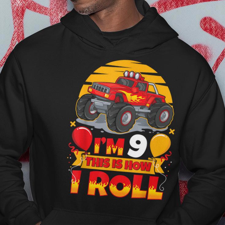 Hot Wheels Birthday I'm 9 This Is How I Roll Monster Truck Hoodie Unique Gifts