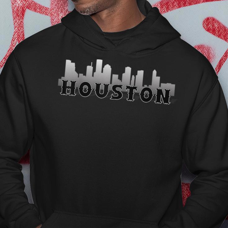 Houston Throwback Silhouette Buildings Retro Houston Hoodie Unique Gifts