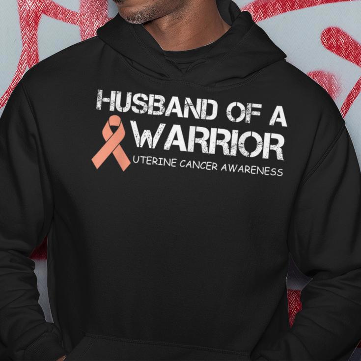 Husband Of A Warrior Uterine Cancer Awareness Hoodie Unique Gifts