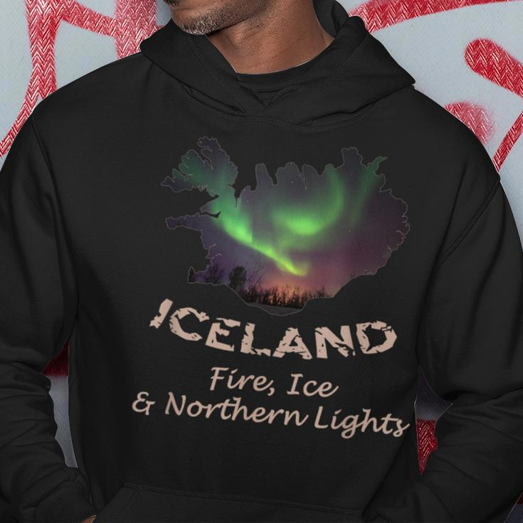 Iceland Fire Ice & Northern Lights Aurora Hoodie Unique Gifts