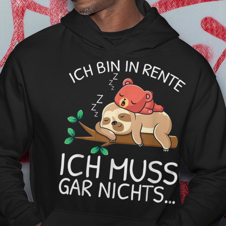 Ich Bin In Rente Ich Muss Gar Nichts Faultier German Hoodie Lustige Geschenke