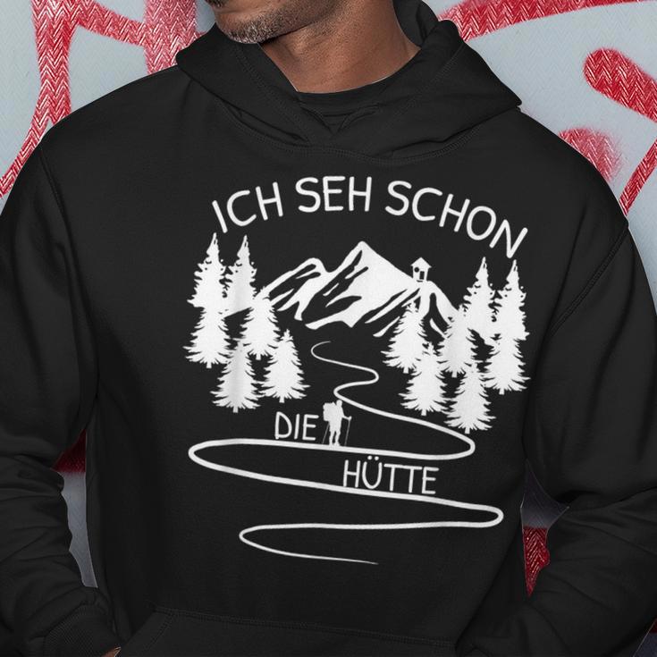 Ich Seh Schon Die Hütte Hikern Bergsteiger Mountain Kapuzenpullover Lustige Geschenke