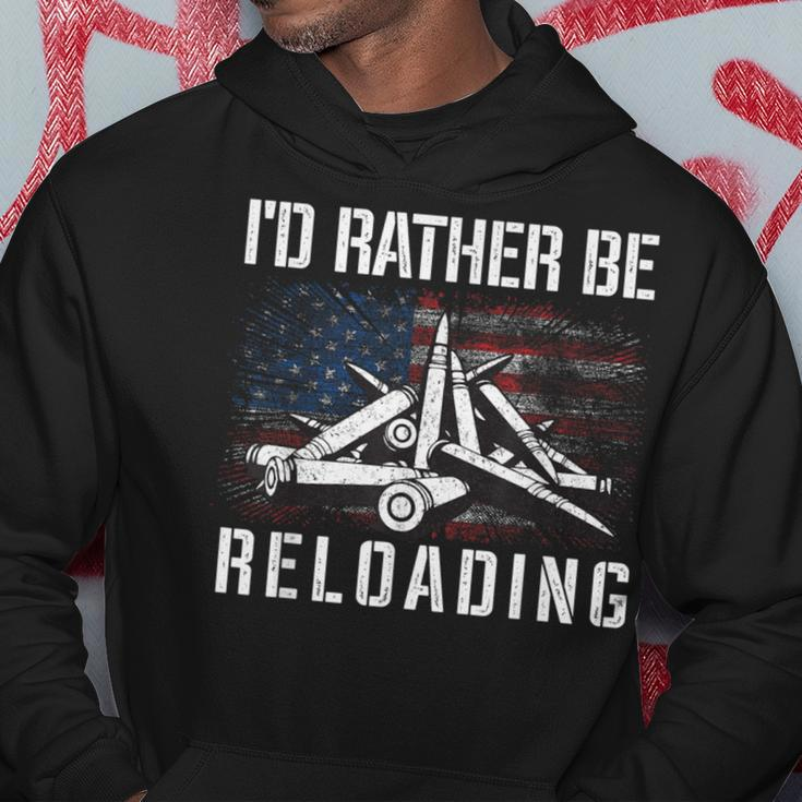 I'd Rather Be Reloading Shooter Guns Ammo American Flag Hoodie Unique Gifts