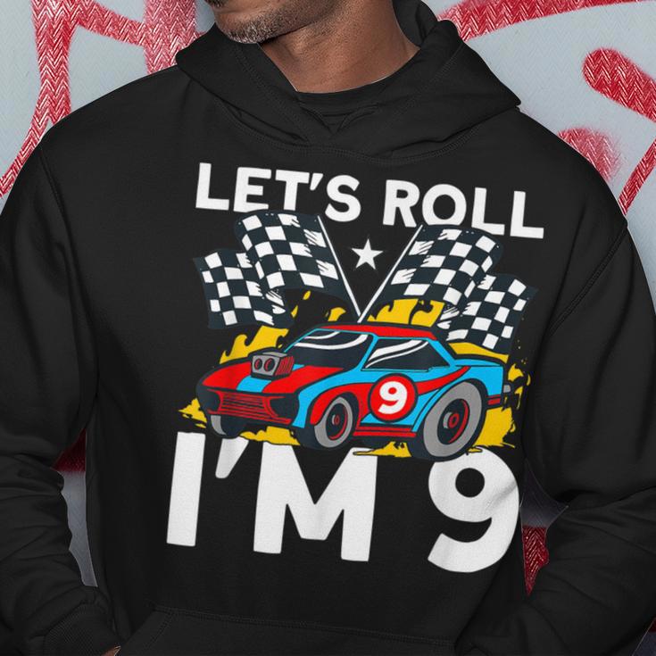 I'm 9 Bday Race Car Party Cute 9Th Birthday Boys Race Car Hoodie Unique Gifts