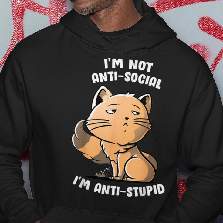 I'm Not Anti Social I'm Anti Stupid Cute Snob Cat Hoodie Unique Gifts