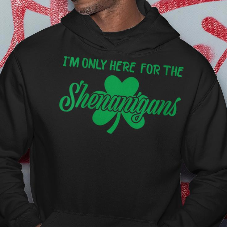 I'm Only Here For The Shenanigans Retro St Patrick's Day Hoodie Funny Gifts