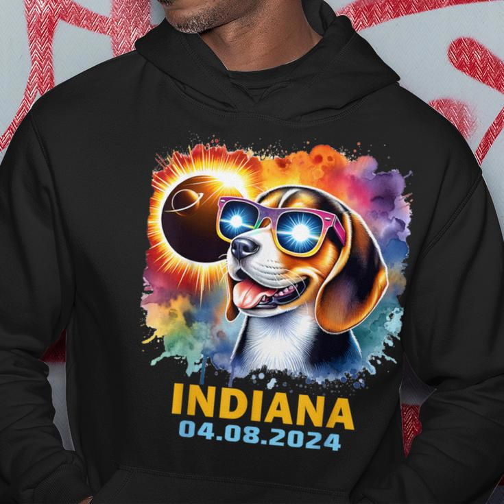 Indiana Total Solar Eclipse 2024 Beagle Dog Colorful Hoodie Unique Gifts