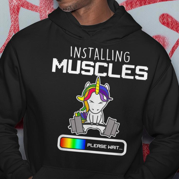 Installing Muscles Unicorn Loading Lifting Hoodie Unique Gifts