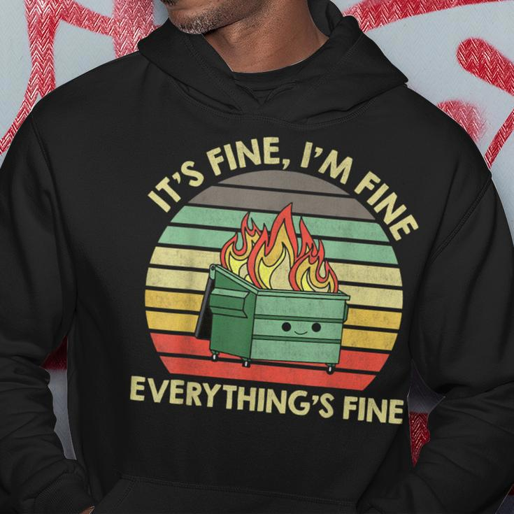 It's Fine I'm Fine Everything's Fine Dumpster On Fire Hoodie Funny Gifts