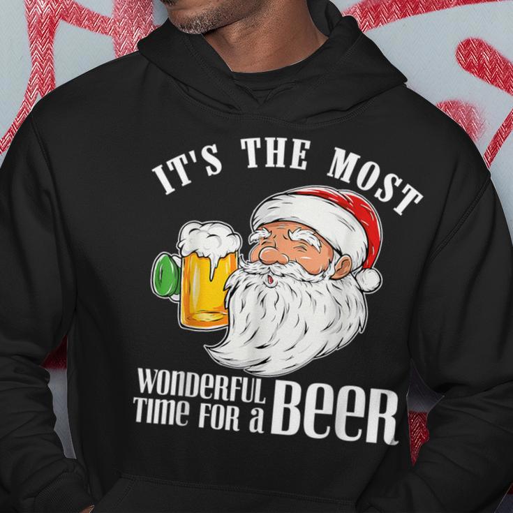 It's The Most Wonderful Time For A Beer Christmas Santa Hoodie Unique Gifts