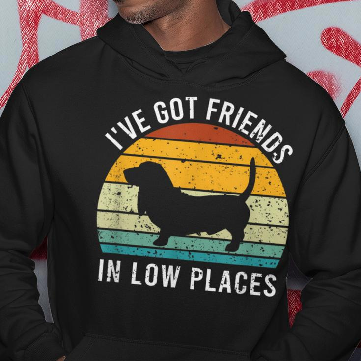 I've Got Friends In Low Places Basset Hound Retro Hoodie Funny Gifts