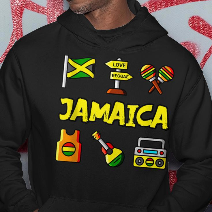Jamaica Icons Jamaican Flag Love Reggae Guitar Maracas Hoodie Unique Gifts
