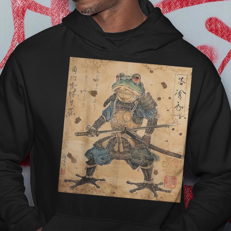 Japanese Samurai Frog In Ukiyo-E Woodblock Style Hoodie Unique Gifts