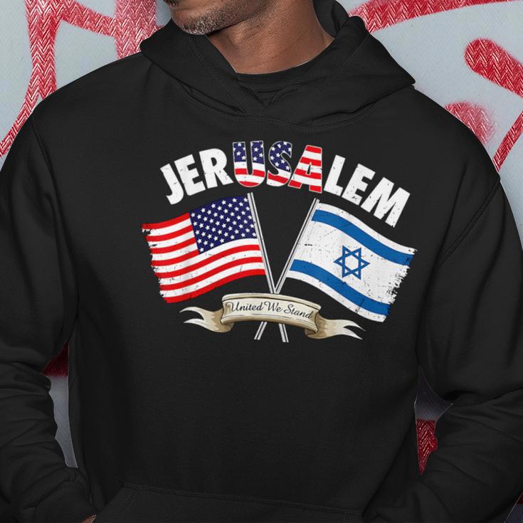 Jerusalem Israel Usa American Flag Hoodie Unique Gifts