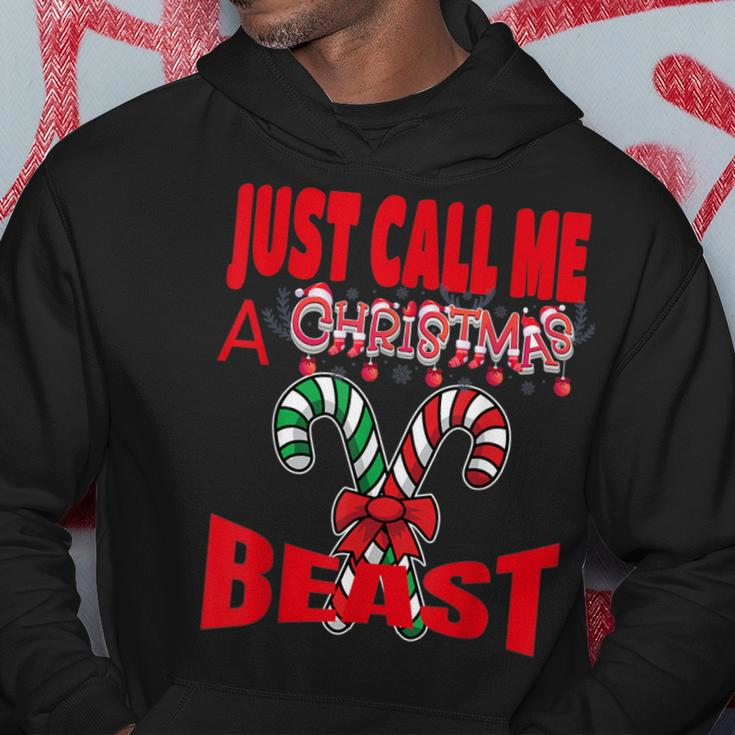 Just Call A Christmas Beast With Cute Crossed Candy Canes Hoodie Unique Gifts