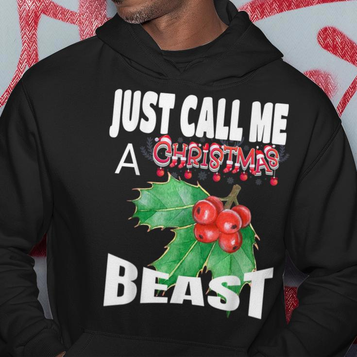Just Call A Christmas Beast With Cute Holly Leaf Hoodie Unique Gifts