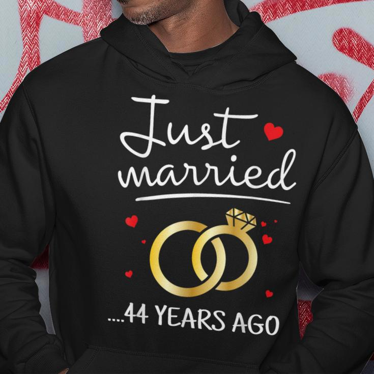 Just Married 44 Years Ago Couple 44Th Anniversary Hoodie Unique Gifts
