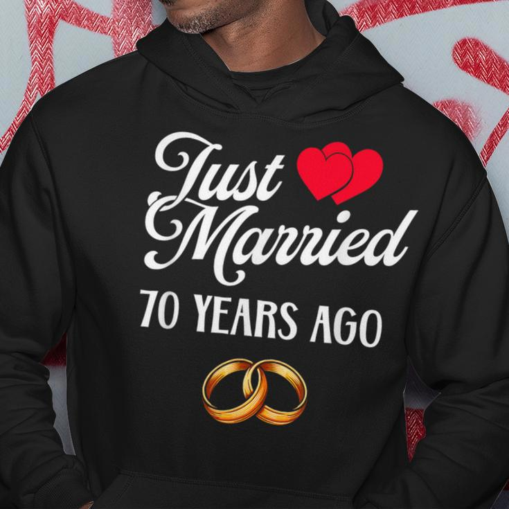 Just Married 70 Years Ago Couple 70Th Anniversary Hoodie Unique Gifts