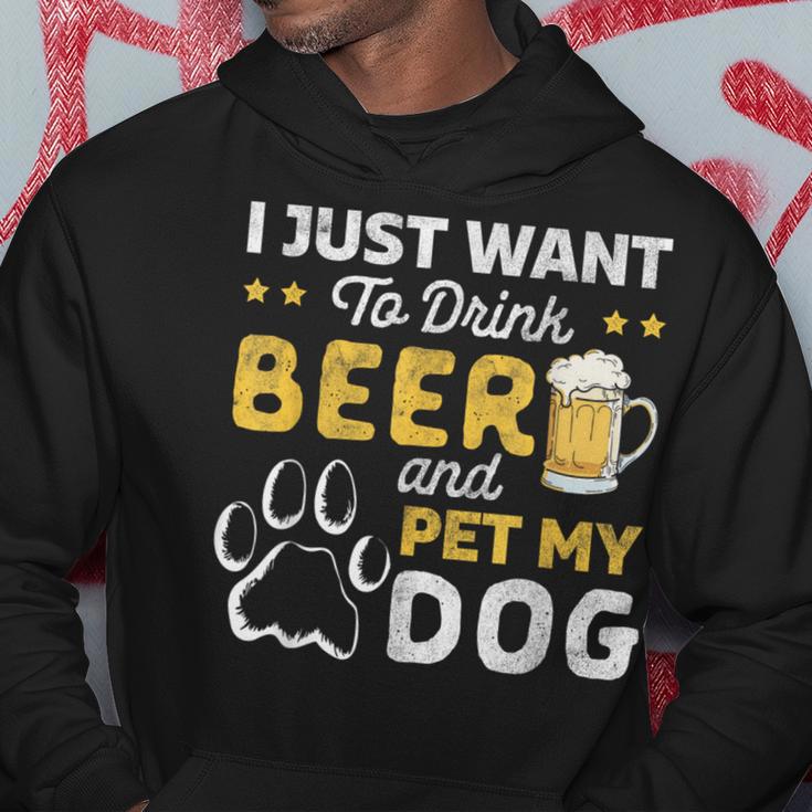 I Just Want To Drink Beer And Pet My Dog And Beer Lover Hoodie Unique Gifts