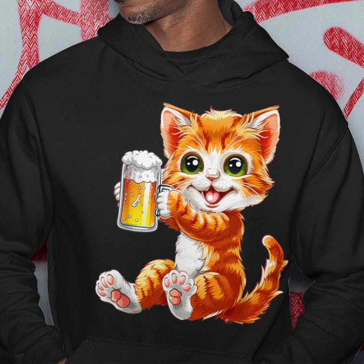 Katze Kater Trinkt Bier Zum Männertag Oderatertag Hoodie Lustige Geschenke