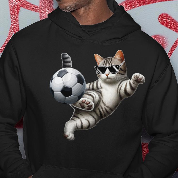 Katzen-Sonnenbrille Spielt Fußball-Kostüm Spielerbesitzer Liebhaber Kapuzenpullover Lustige Geschenke