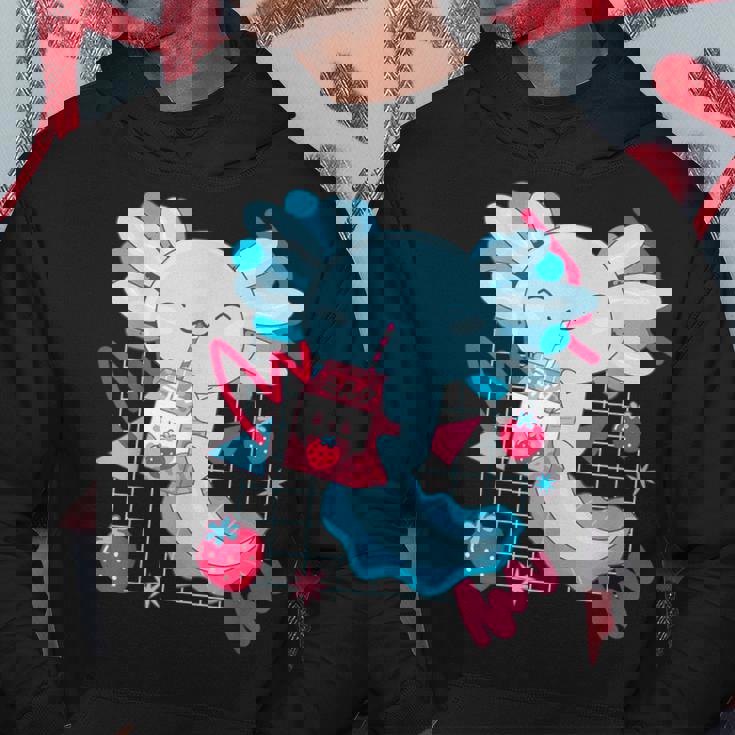 Kawaii Axolotl Batido De Leche De Fresa Retro De Los Años 90 Anime Axolotl Sudadera Regalos divertidos